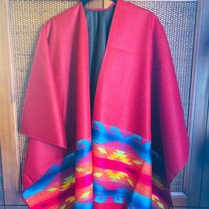 Poncho Mexican Zarape Gabán Charro Jorongo Cape